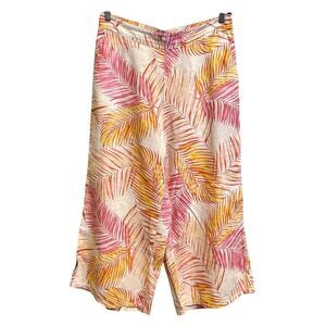 Tahari Wide-Leg High Waist Linen Pants Beachy Tropical Vacation Resortwear